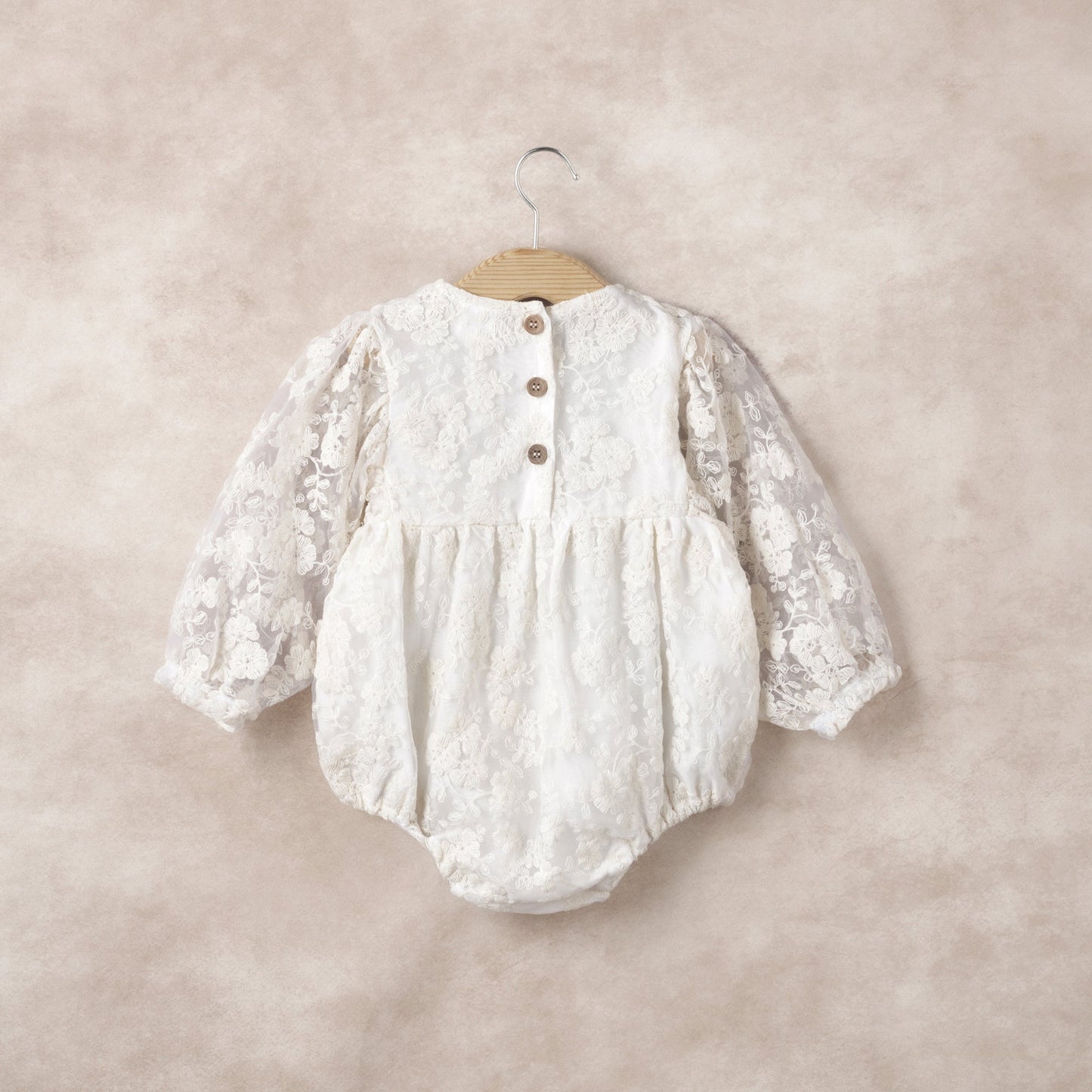 Ivory Lace Baby Romper –Embroidered Organza Special Occasion