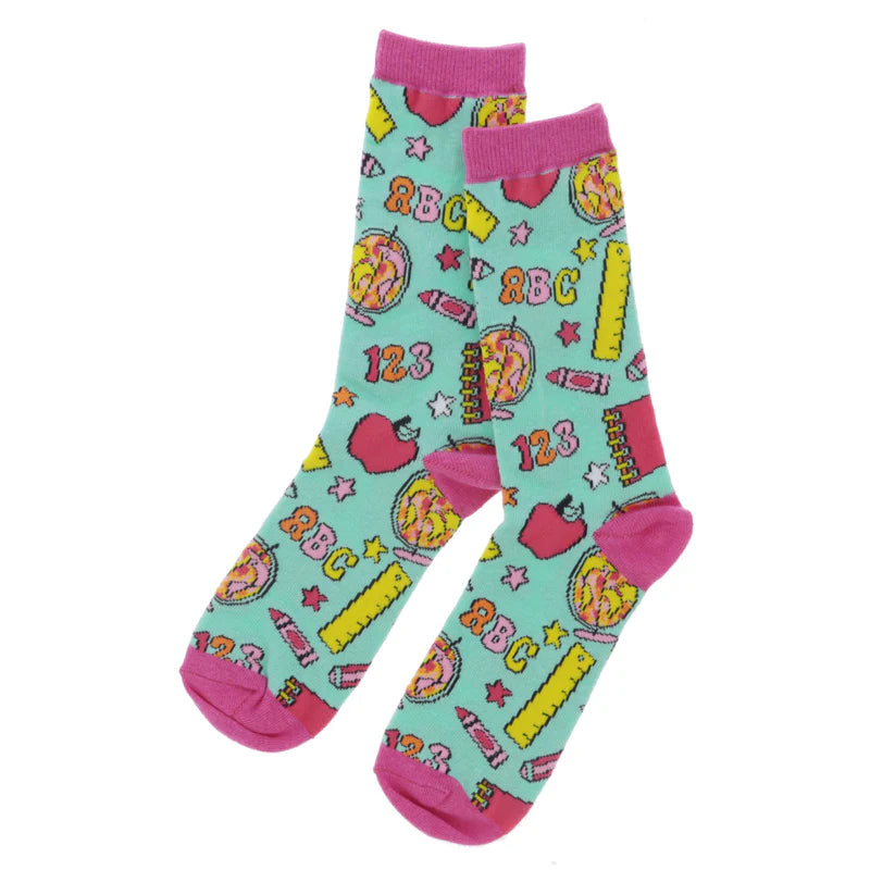 Jane Marie My Teacher Era Tall Socks | Teacher Crew Socks | Cute Back to School Socks | Teal School Supplies Socks | Bossier City, LA