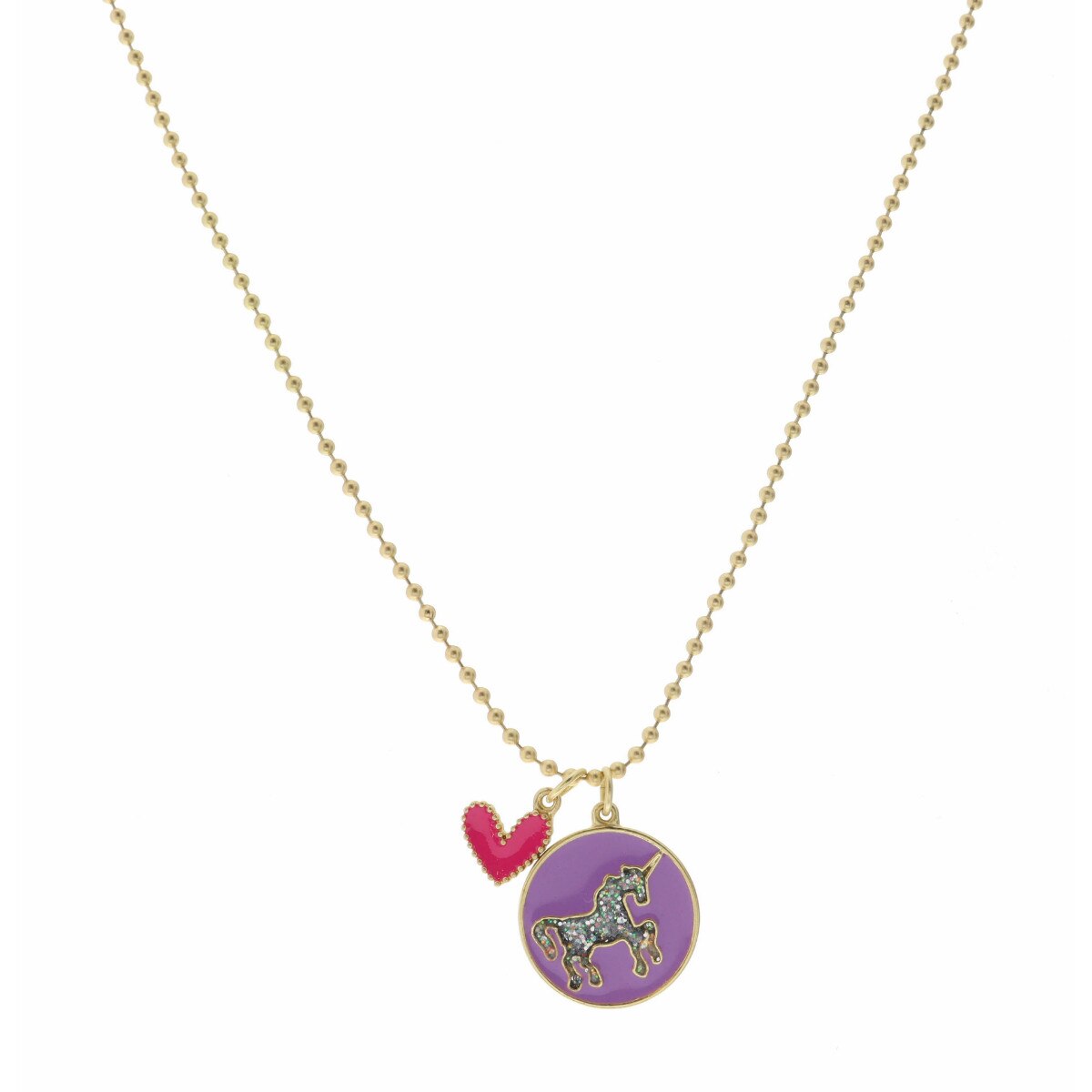 Unicorn on Purple Disc Necklace