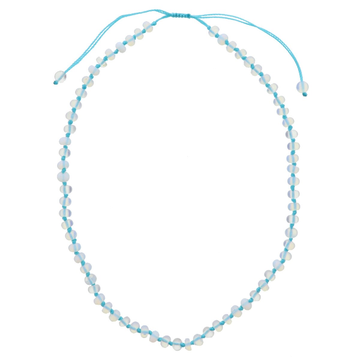 Kids Turquoise Knotted Thread and Opalite Beaded Necklace