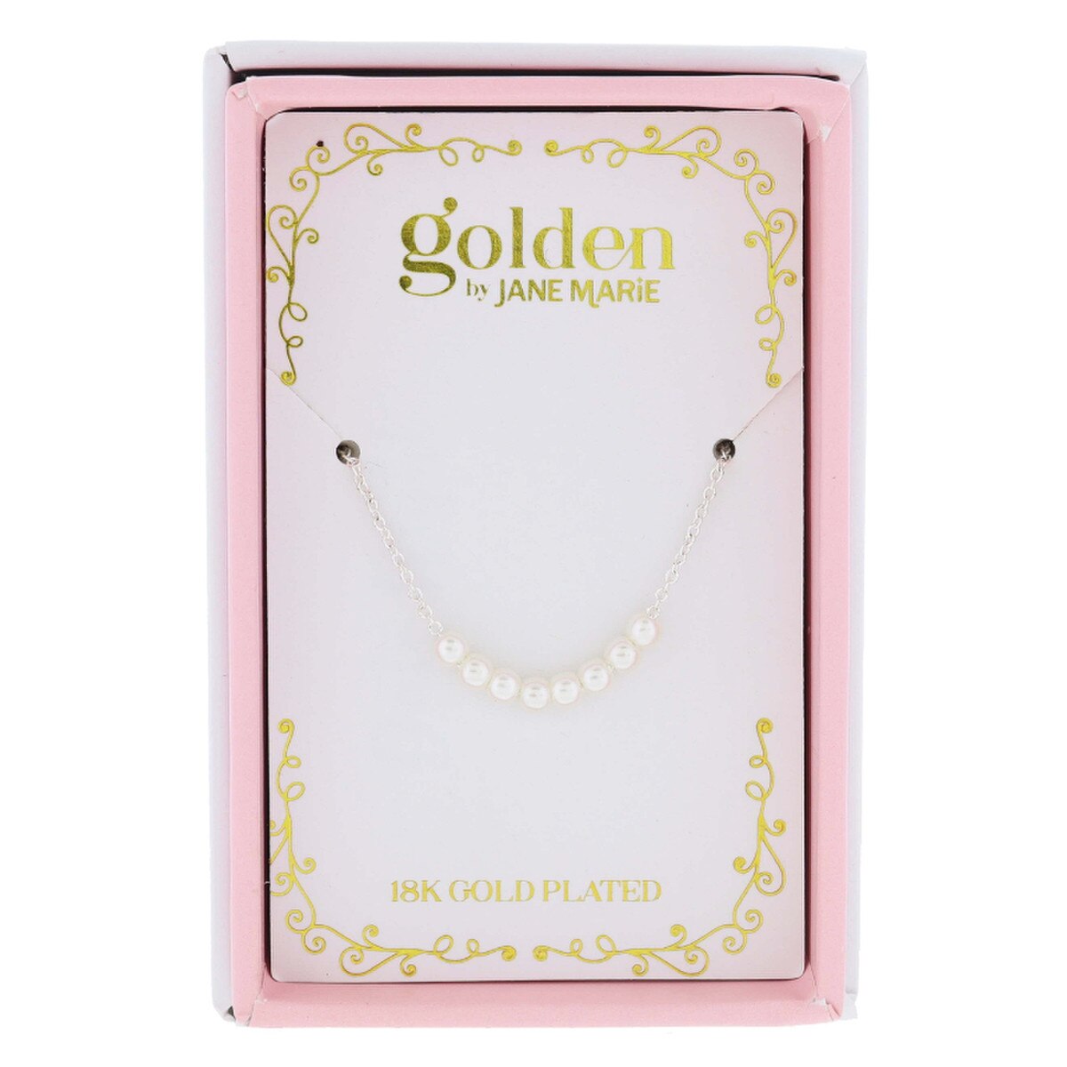 Kids 14" 18K White Gold Plated Mini Pearl Beaded Portion Necklace, 3" Ext