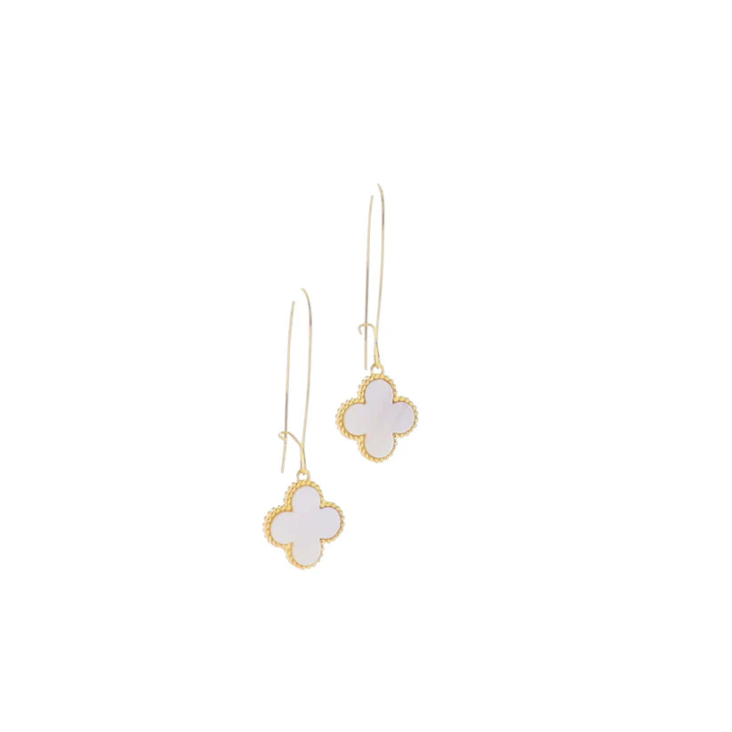 18K Gold Plated Shell Quatrefoil Drop Earrings