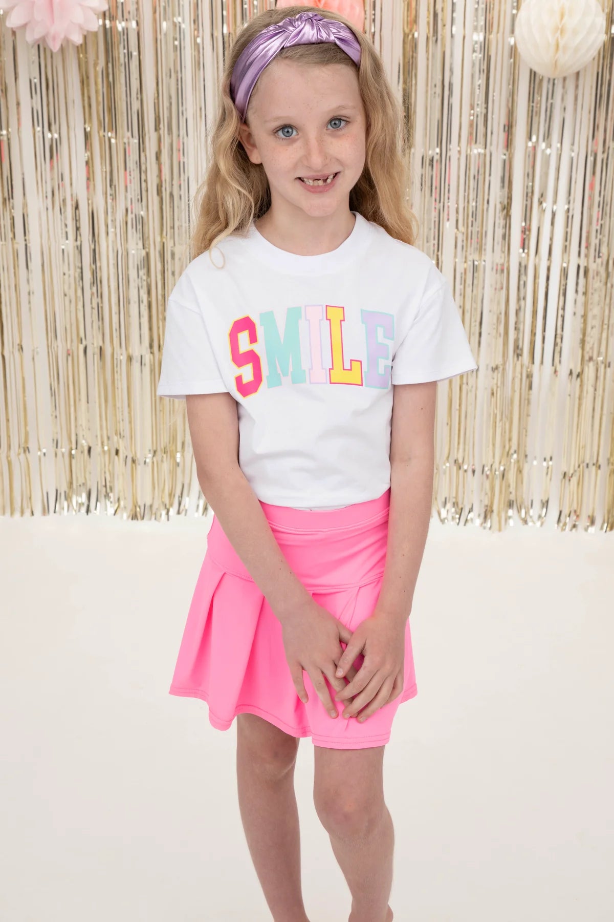 Smile Screen Print on White Boxy T