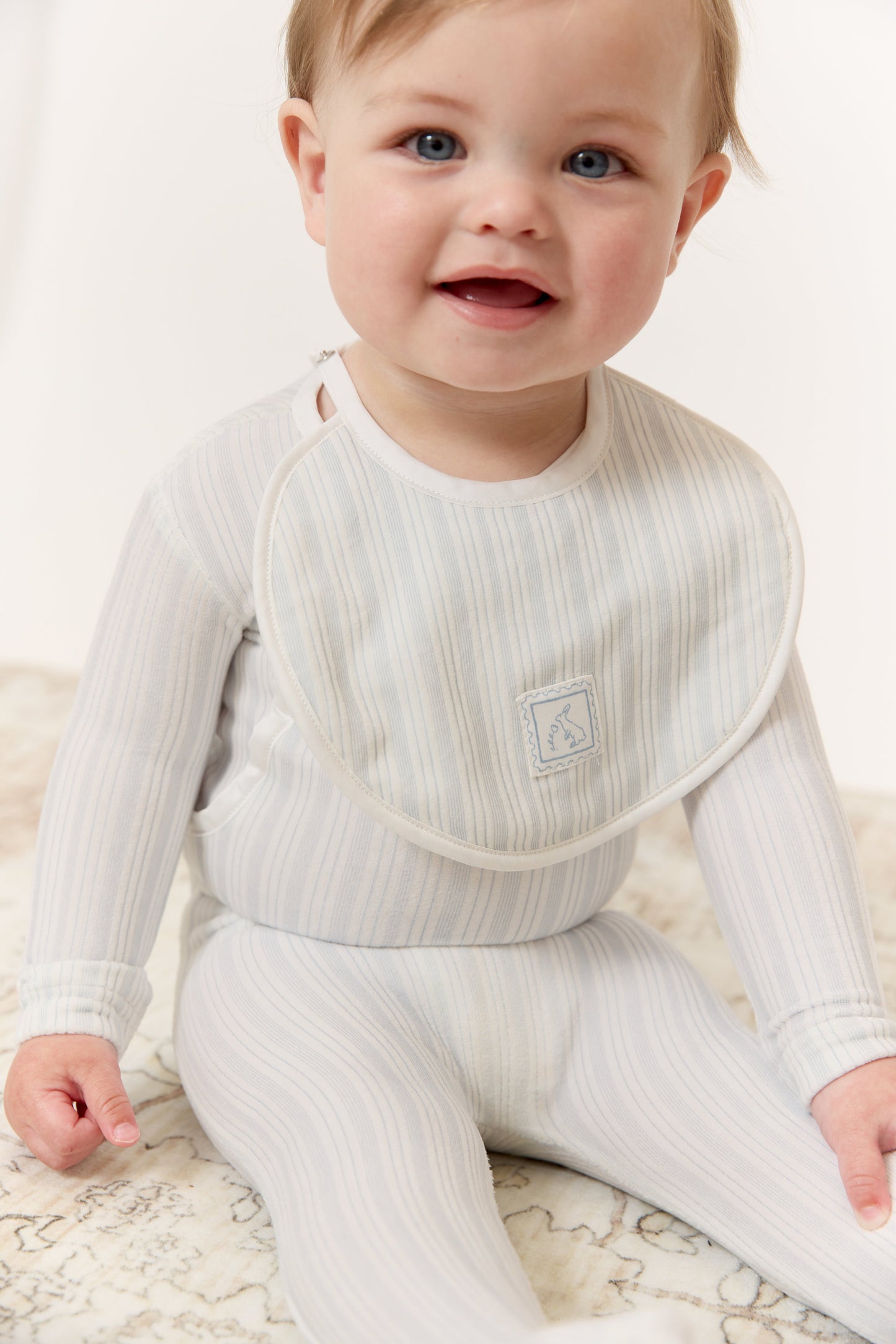 Stripe Stamp Bib - Blue