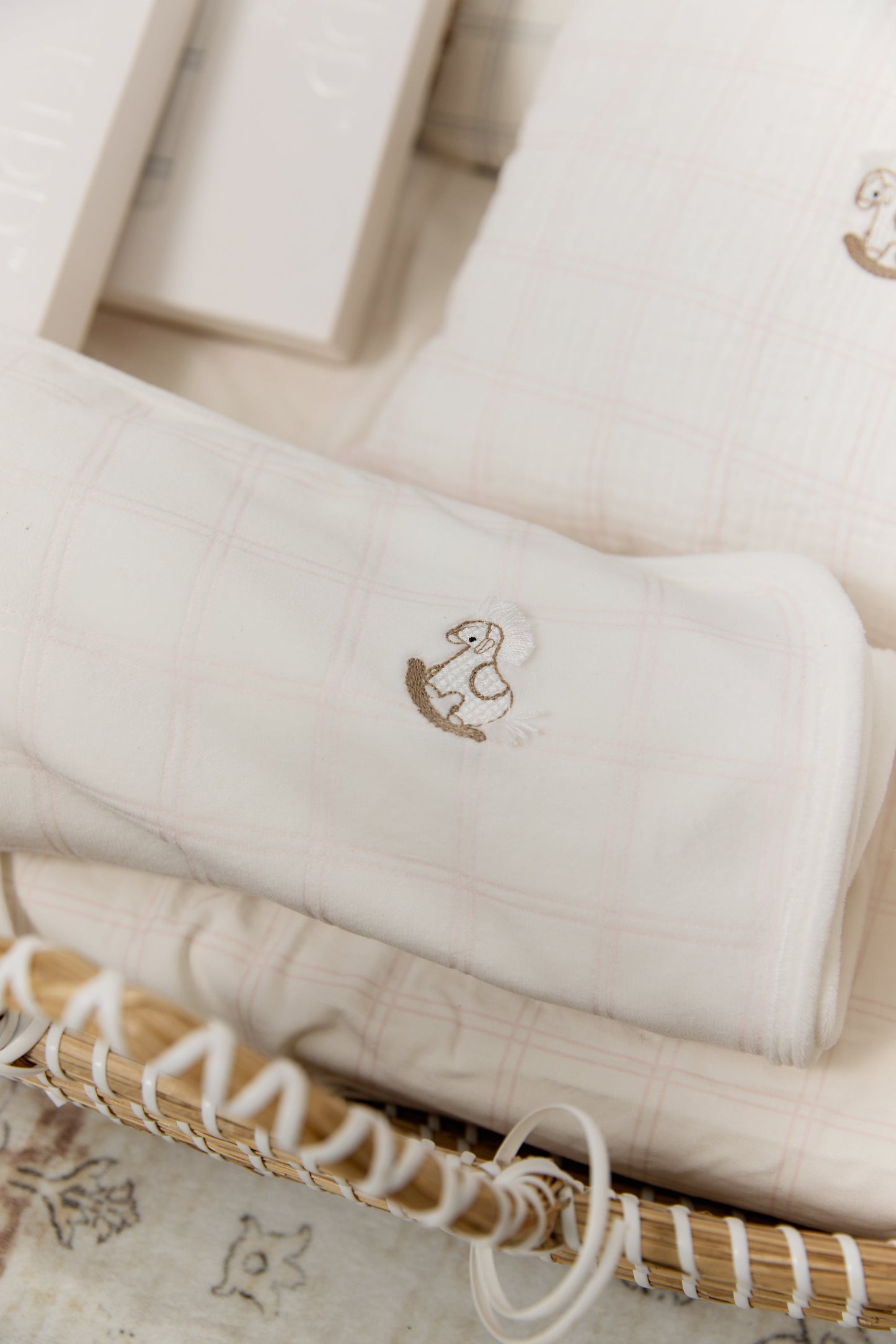 Whinny Plaid Footie, Hat & Blanket Set - Pink