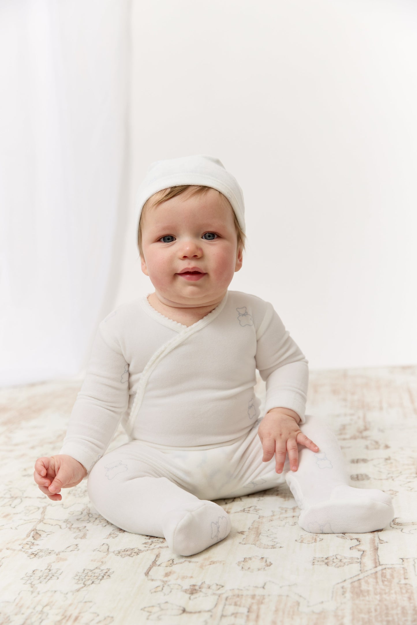 Petit Ours Pattern Footie - Blue