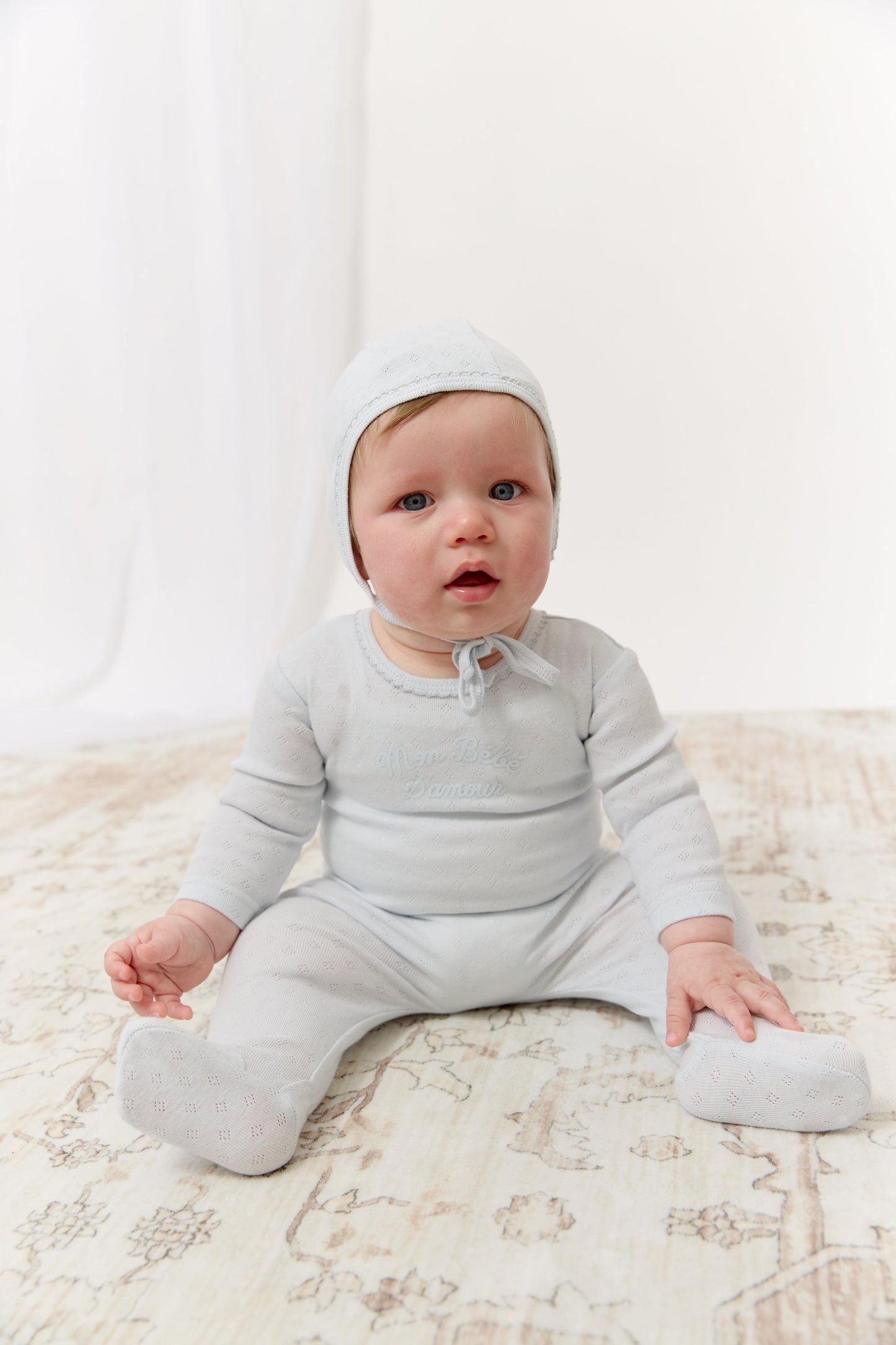 Mon Bebe Footie, Hat & Blanket Set - Blue