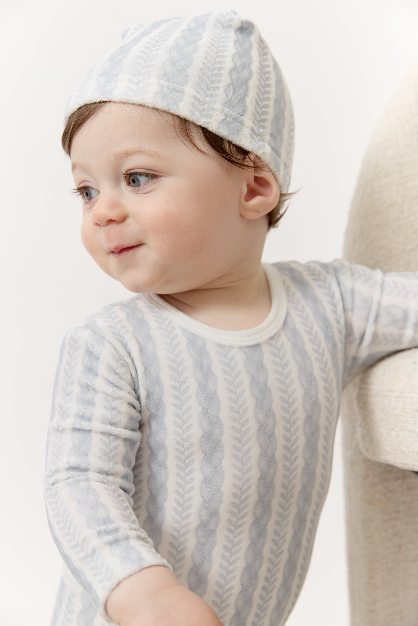 Atelier Cable Footie, Hat & Blanket Set - Blue