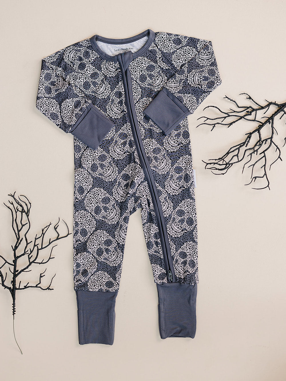 Bamboo Zip Romper | Leopard Skull