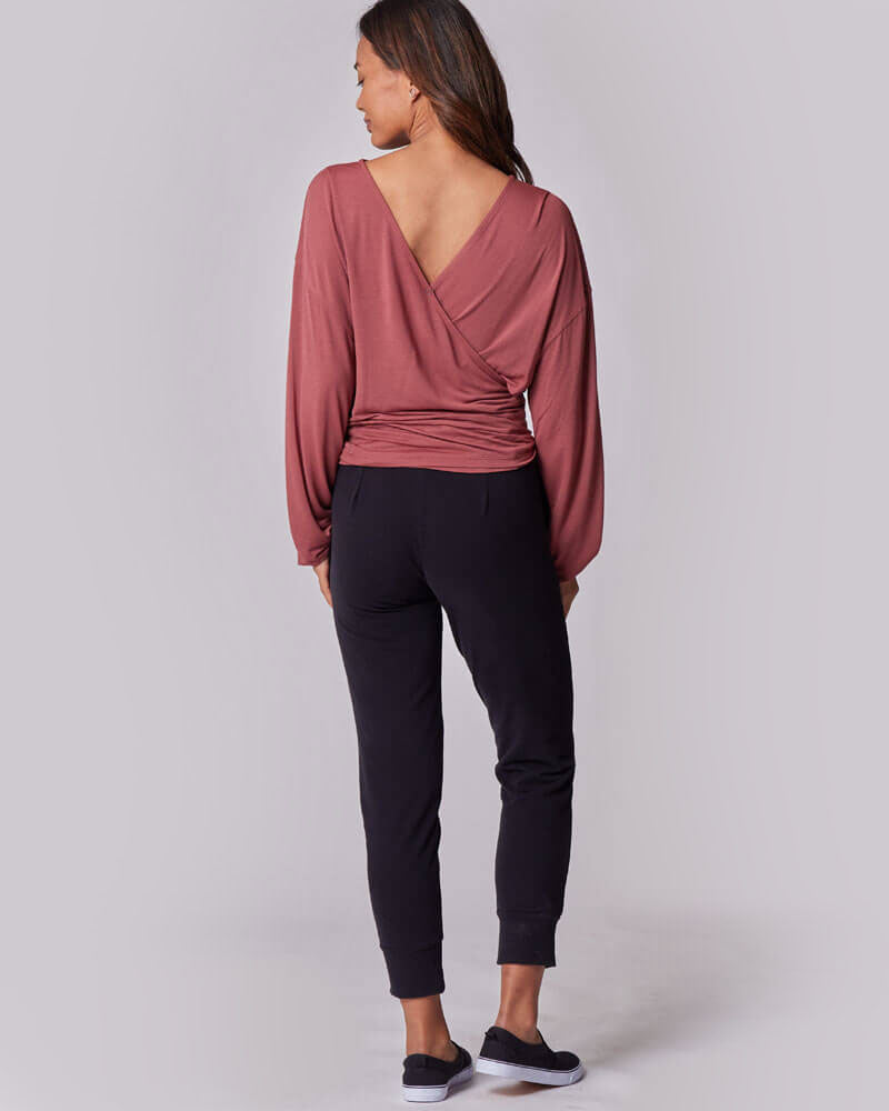 Nursing & Maternity Everywhere Long-Sleeve Wrap Blouse - Terra
