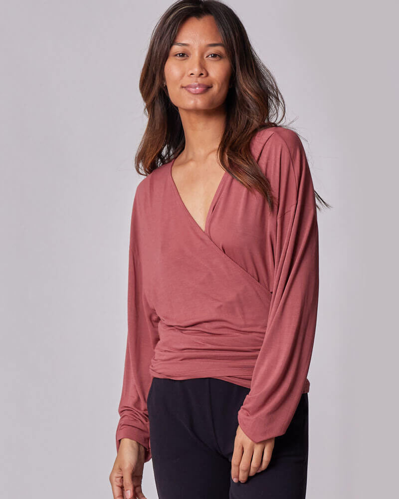 Nursing & Maternity Everywhere Long-Sleeve Wrap Blouse - Terra