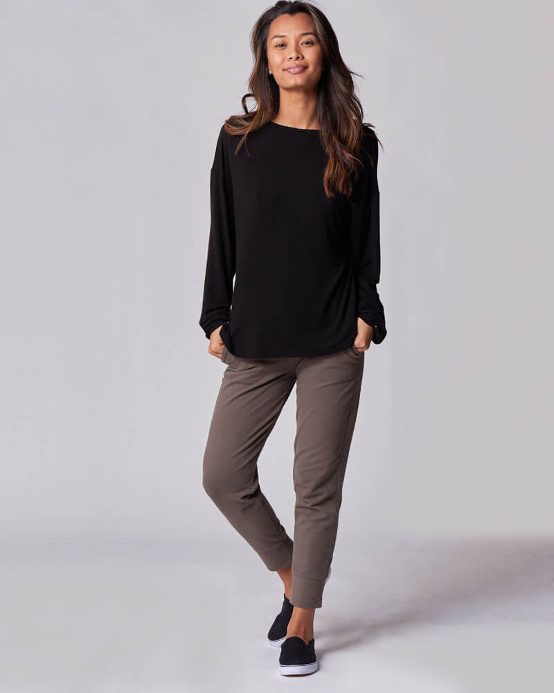 Nursing & Maternity Everywhere Long-Sleeve Wrap Blouse - Black