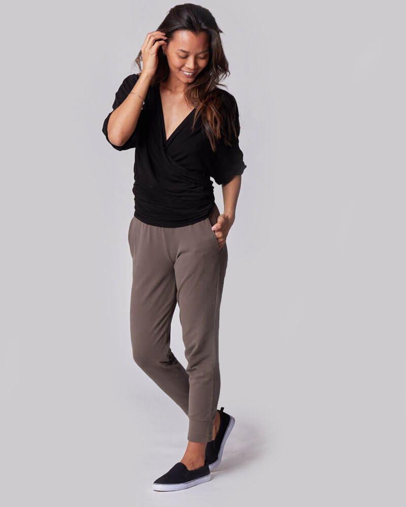 Nursing & Maternity Everywhere Long-Sleeve Wrap Blouse - Black