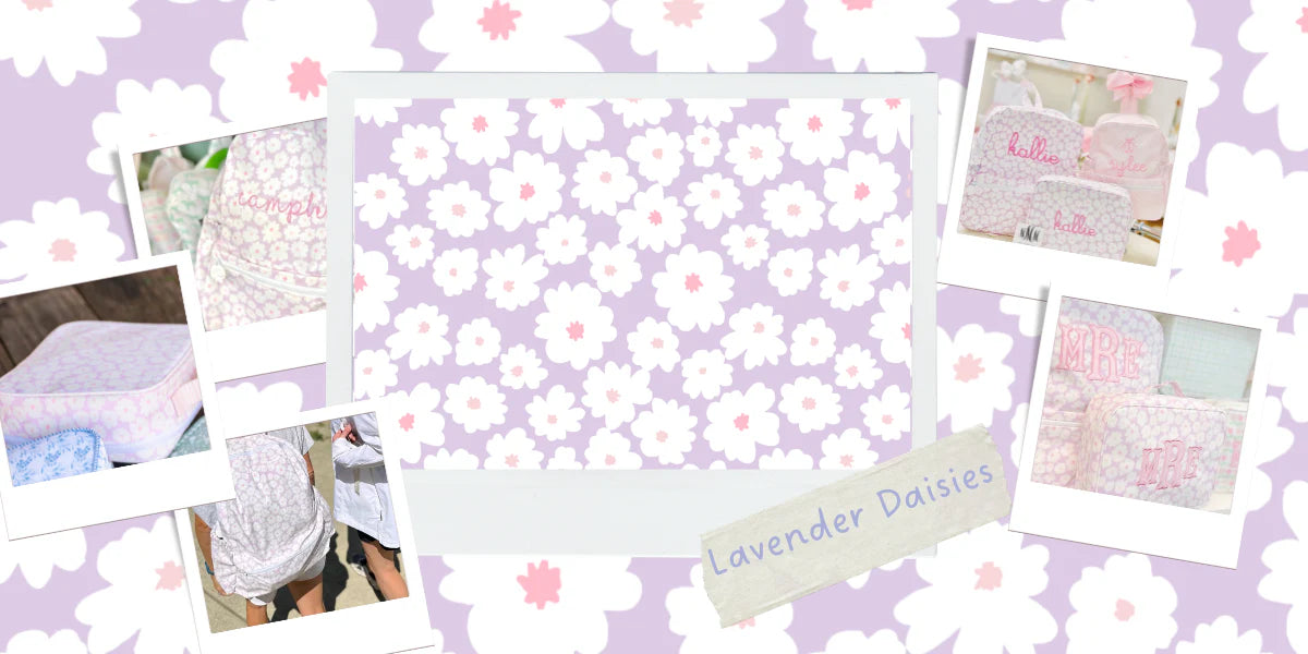 Apple of My Isla Lavender Daisies Wipeable Backpack | Kids School Backpack | Bossier City, LA