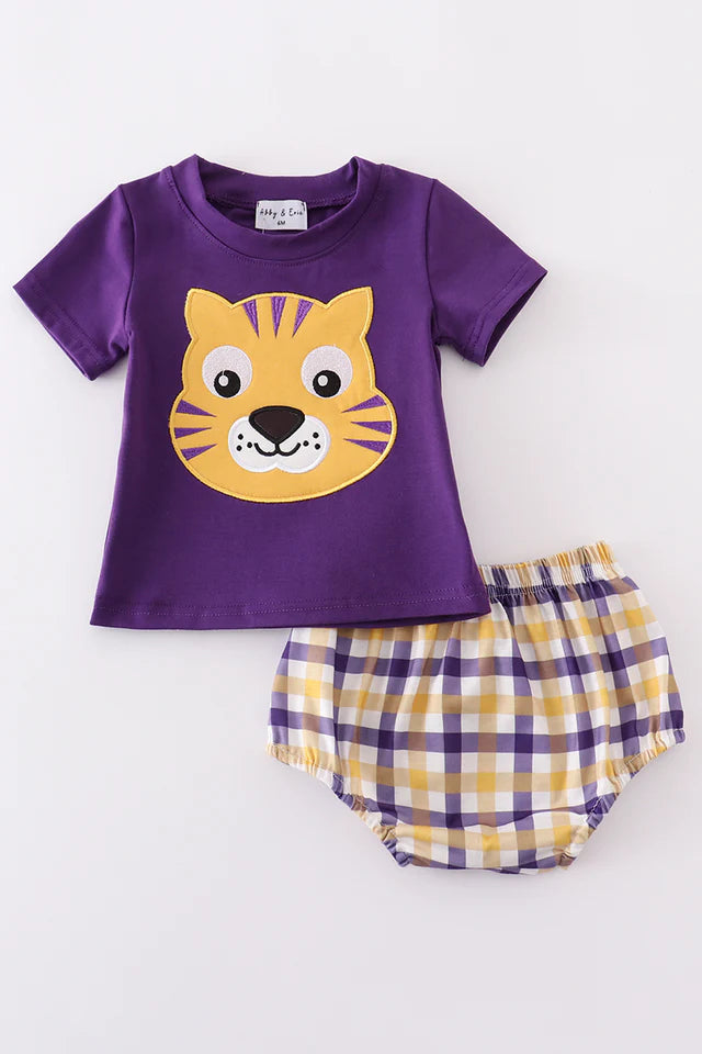 LSU Tiger Applique Diaper Set