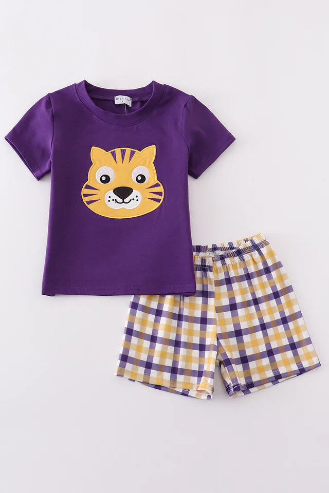 LSU Tiger Applique Boy Short Set
