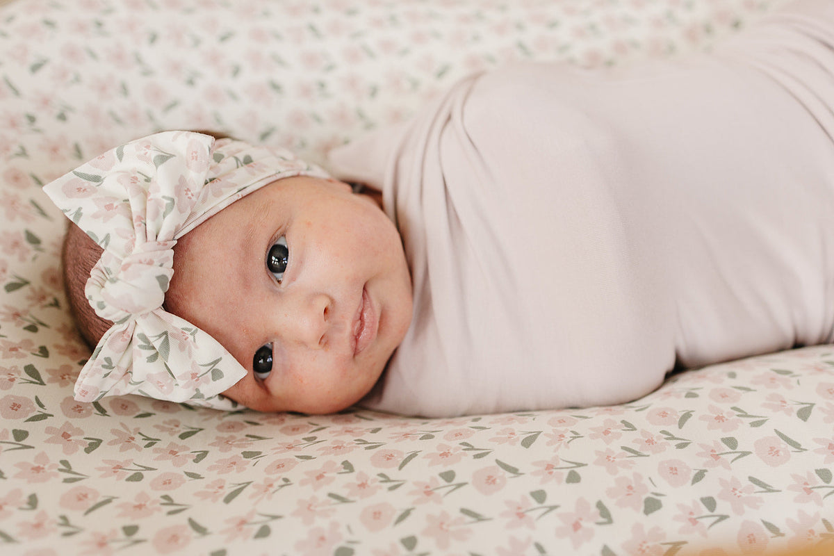 Pink Petal Floral Bamboo Head Wrap