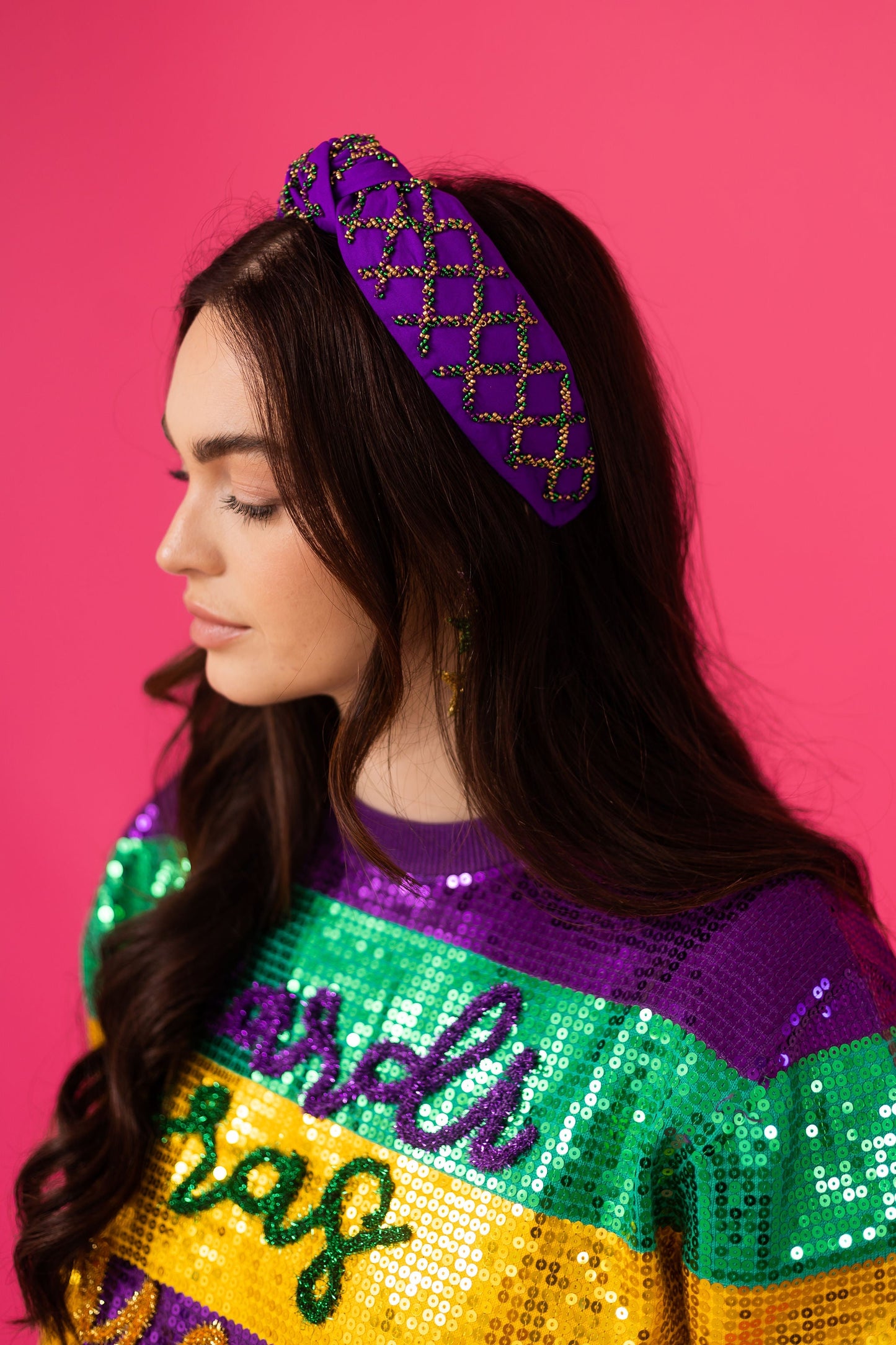 Mardi Gras Sprinkle Bead Headband