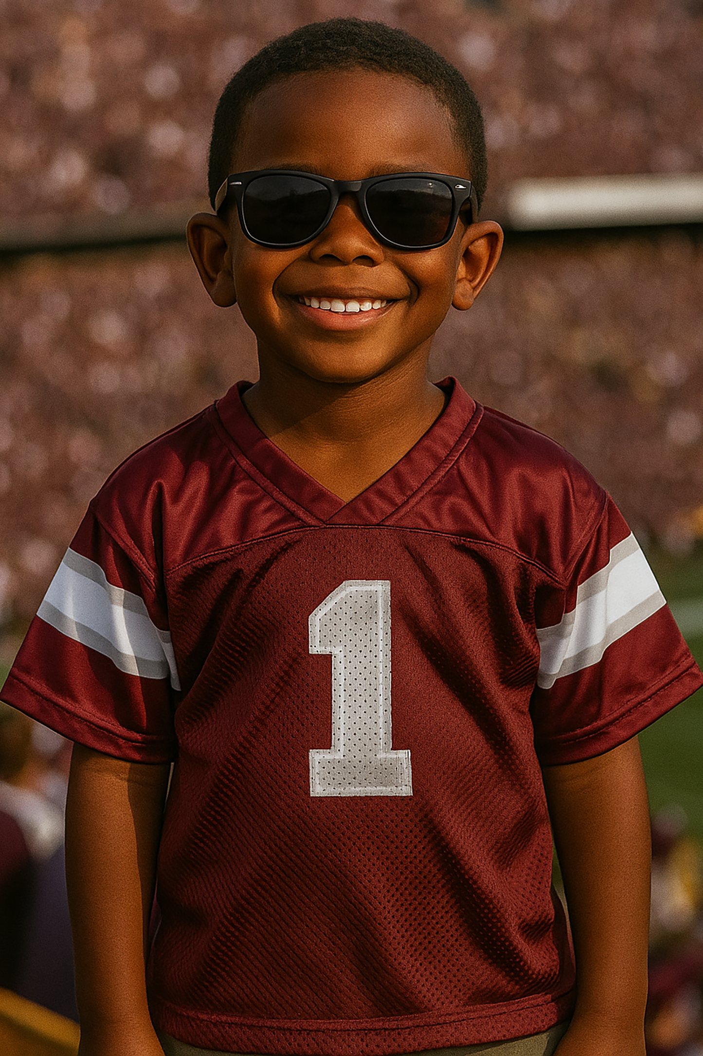 Kids' Maroon & White Football Jersey