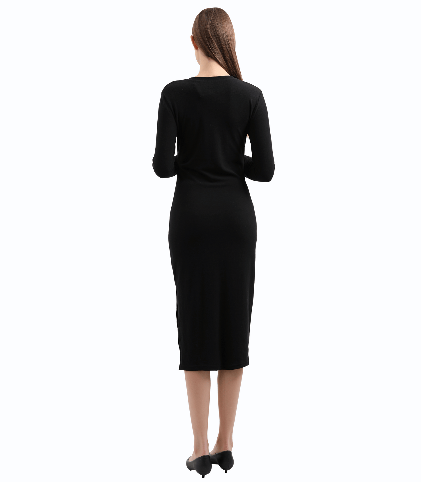 V-Neck Fitted Maternity Maxi Sweater Dress