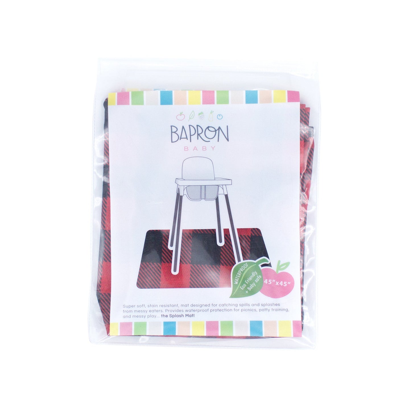 Red Buffalo Plaid Splash Mat - A Waterproof Catch-All for Highchair Spills and More! SALE