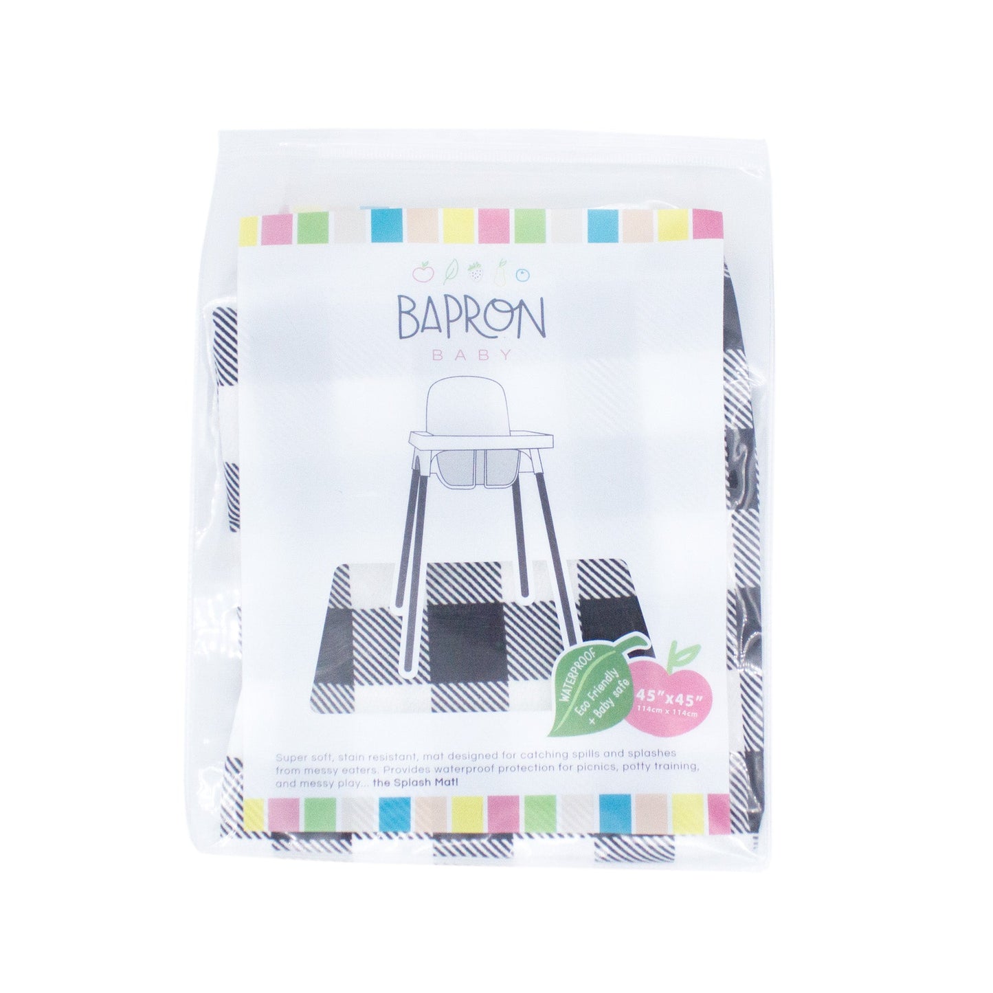 White Buffalo Plaid Splash Mat - A Waterproof Catch-All for Highchair Spills and More!