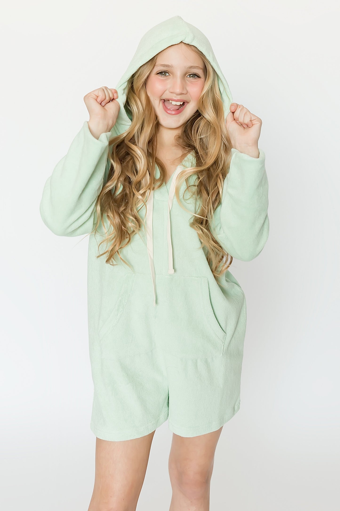 Mint Terry Cloth Kid Romper