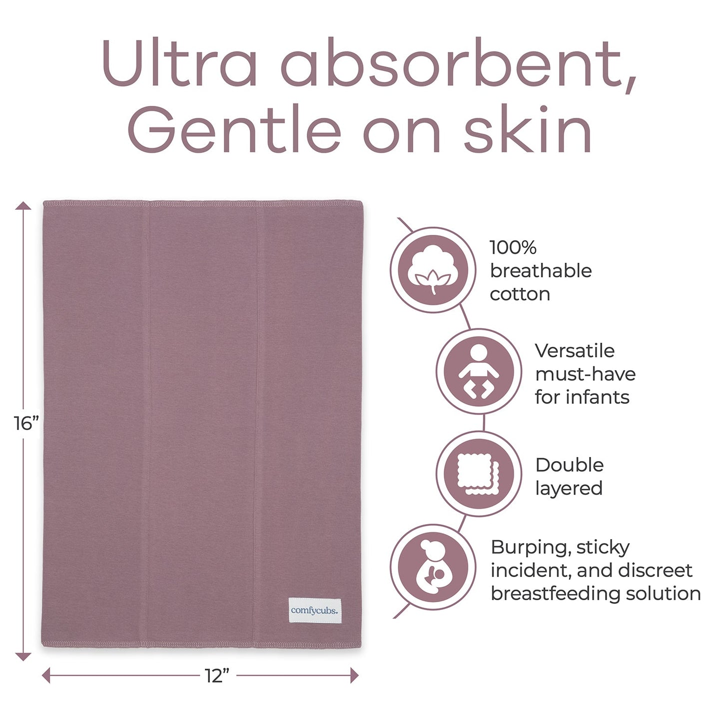 Cotton Burp Cloths in Mulberry
