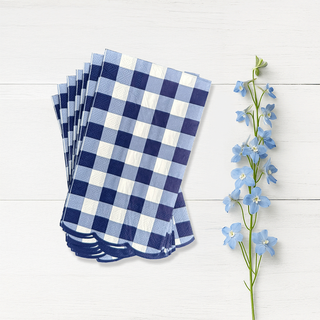 Navy Gingham Guest Towels (20 per pack)