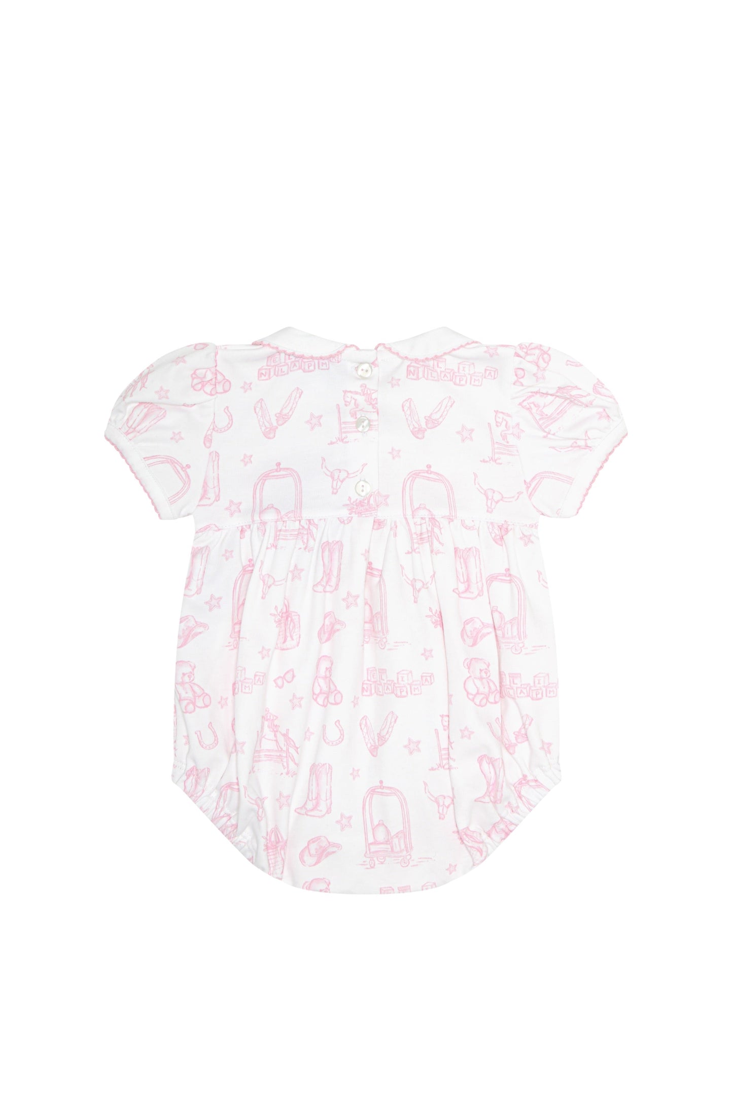 Pink Lone Star Toile Smocked Bubble