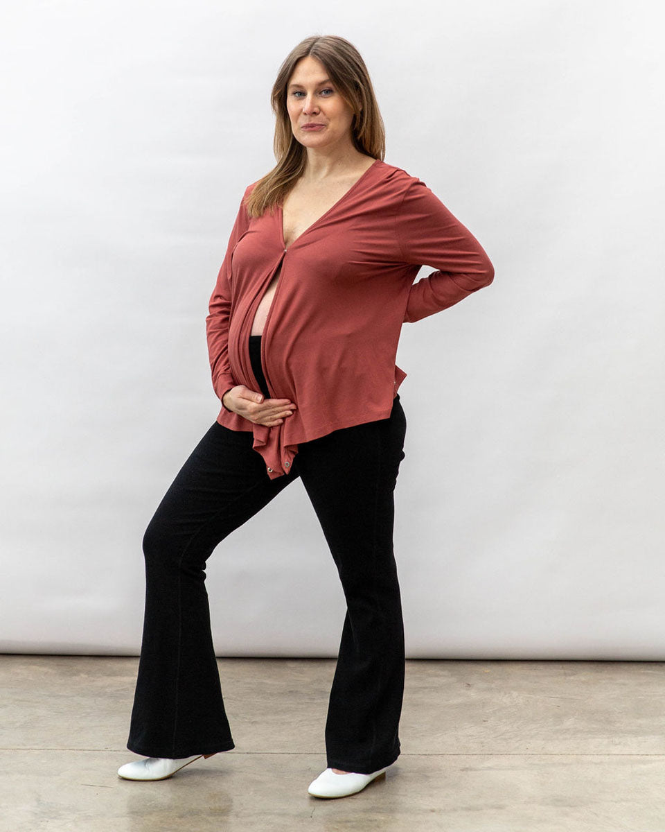 Nursing & Maternity Everywhere Long-Sleeve Wrap Blouse - Terra