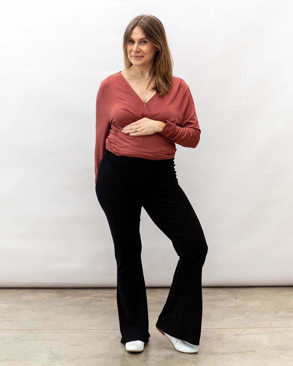 Nursing & Maternity Everywhere Long-Sleeve Wrap Blouse - Terra