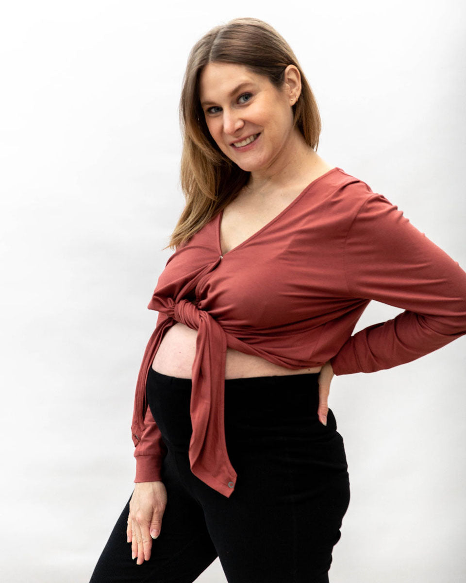 Nursing & Maternity Everywhere Long-Sleeve Wrap Blouse - Terra