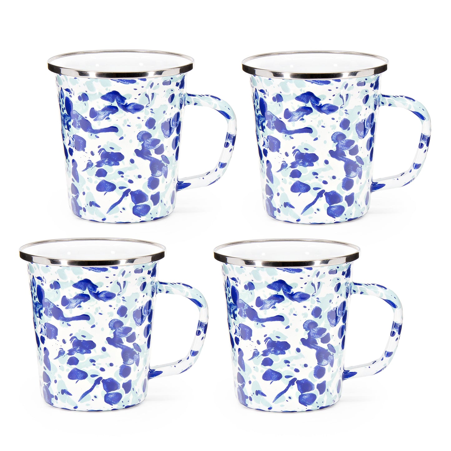 Ocean Swirl 16 oz Latte Mugs - Set of 4