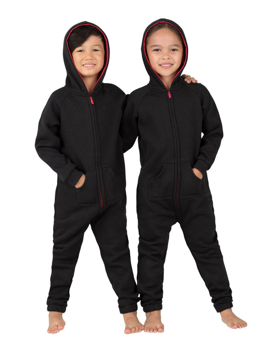 Black & Red Toddler Footless Hoodie Onesie
