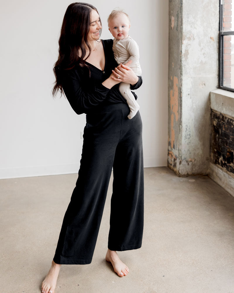 Nursing & Maternity Everywhere Long-Sleeve Wrap Blouse - Black