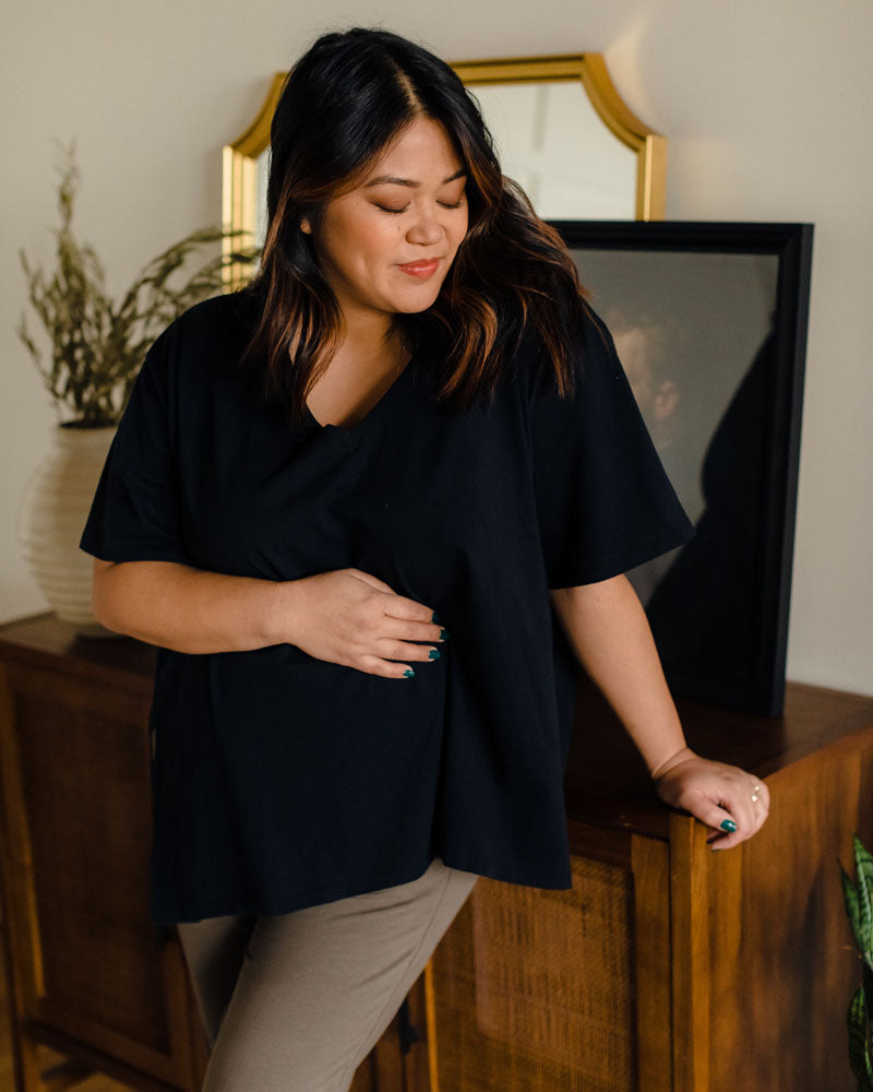 Everywhere Nursing & Maternity V-Neck Tee - Black