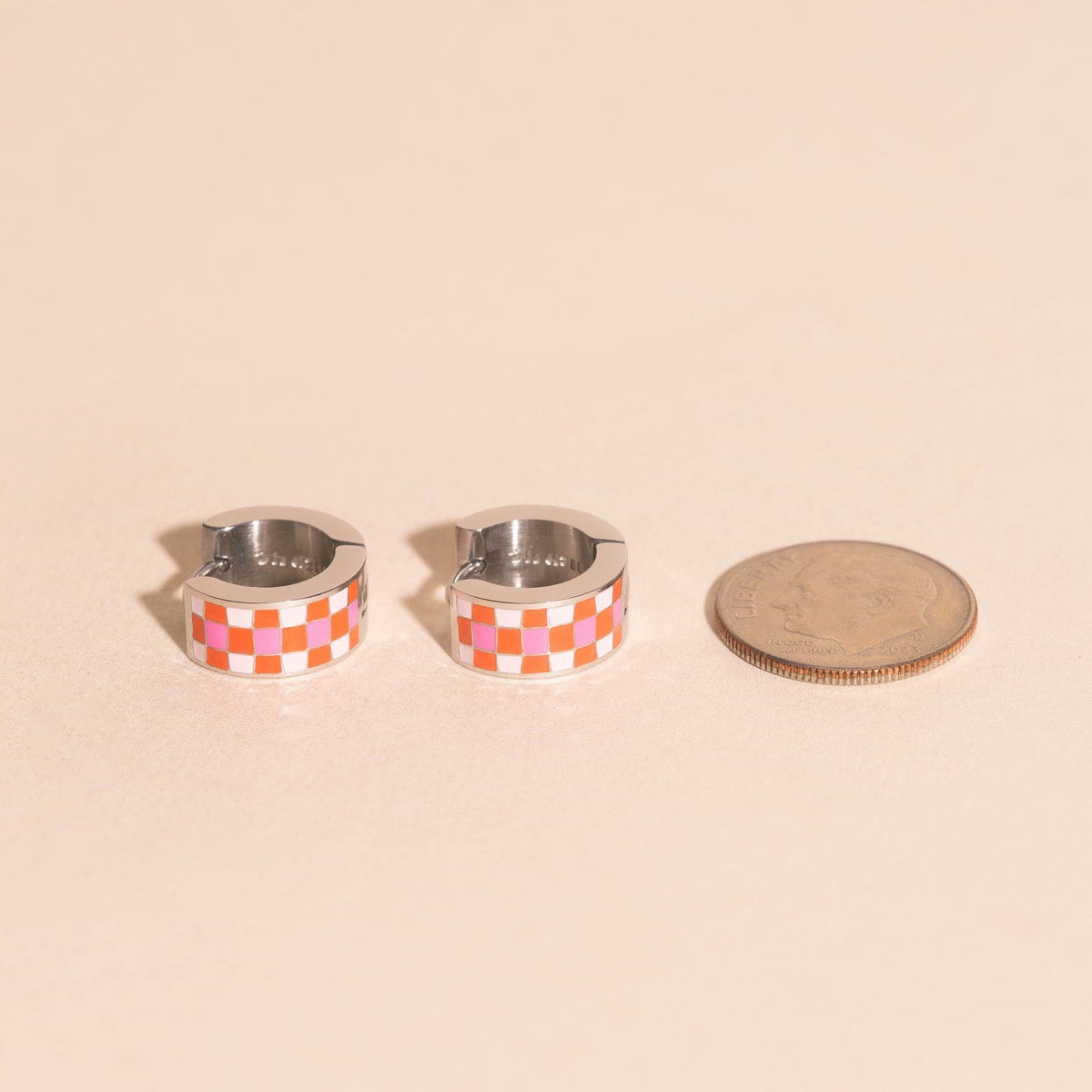Miami Checkered Super Chunky Huggie Hoop Earrings
