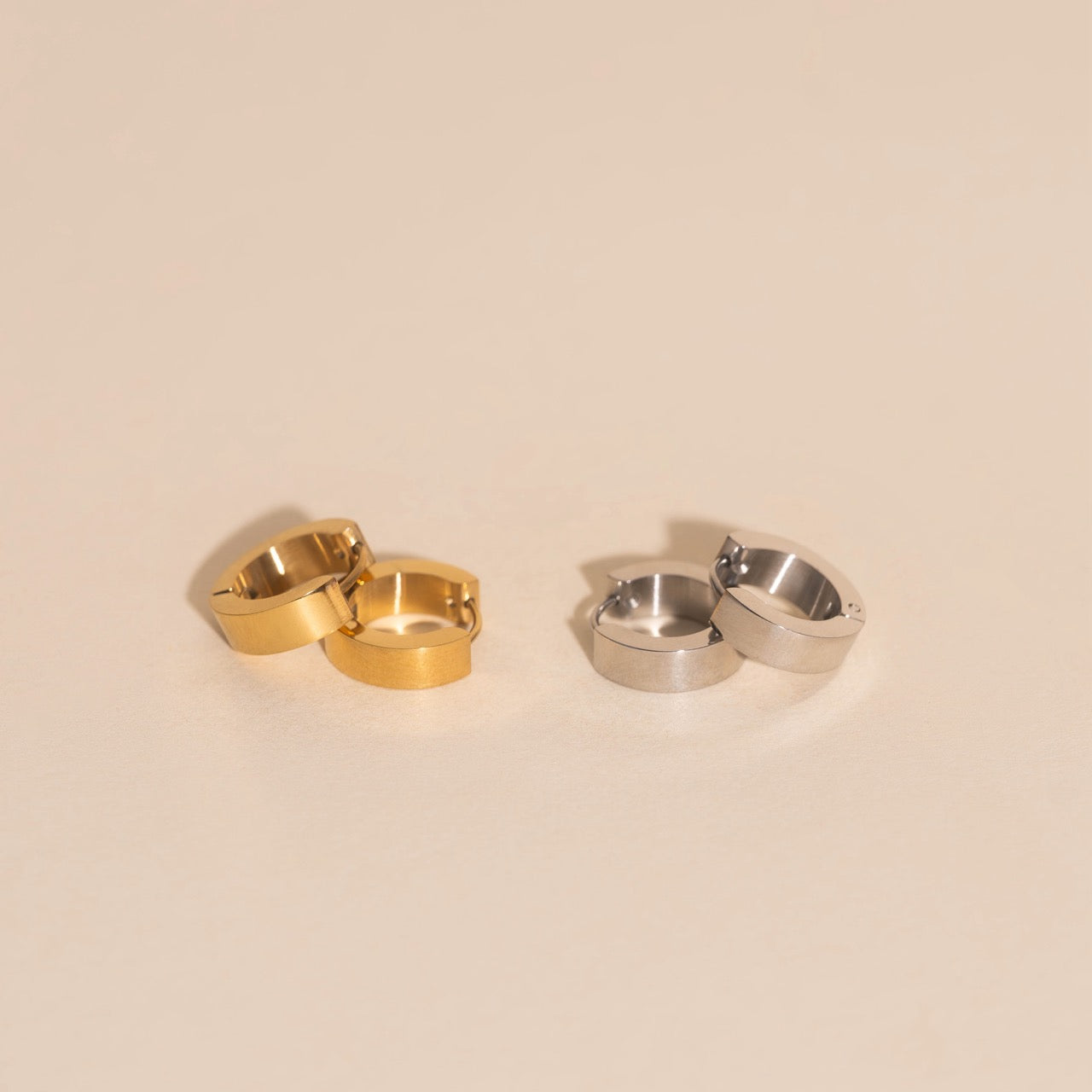 Smooth Chunky Huggie Hoop Earrings