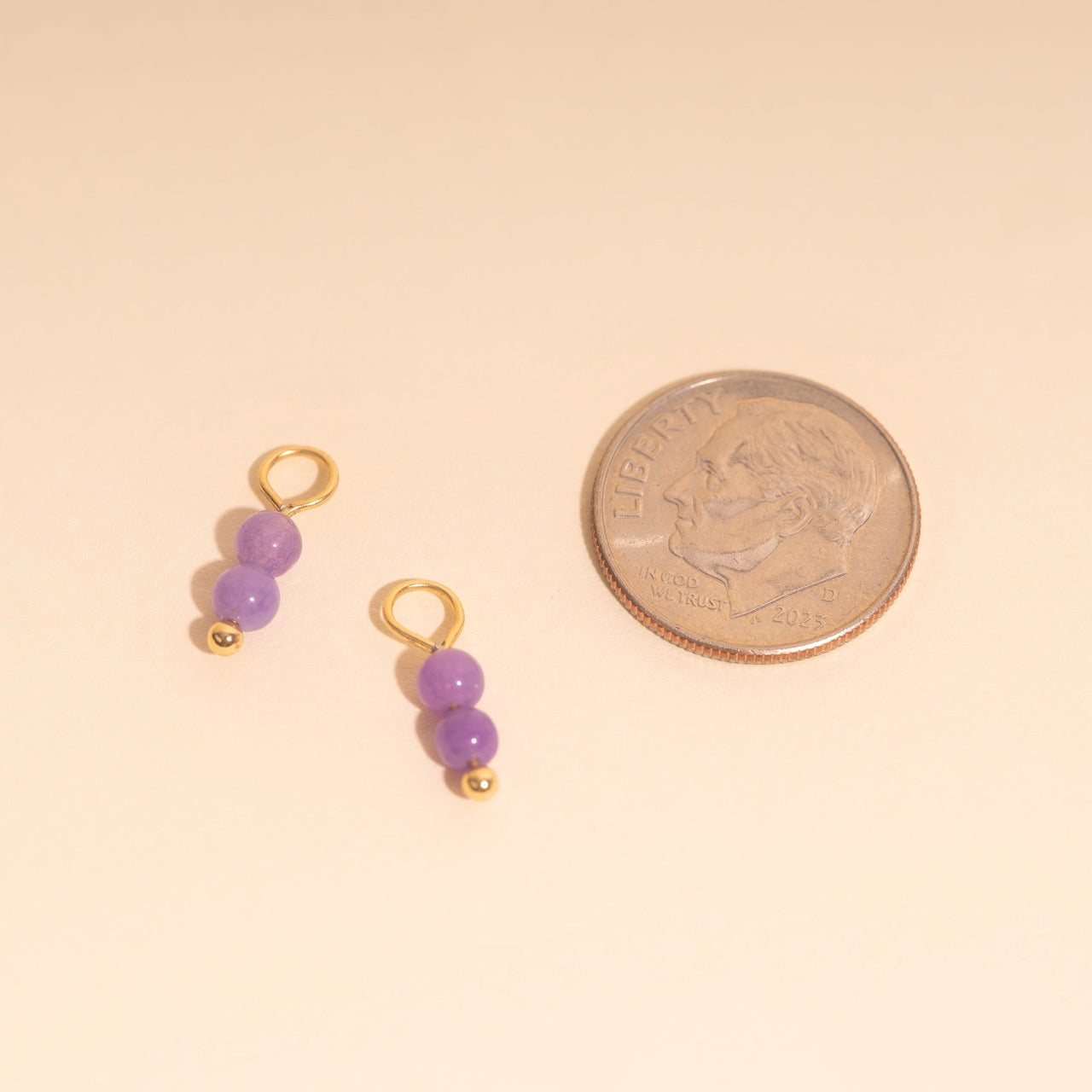Lavender Bead Drop Huggie Hoop Charms