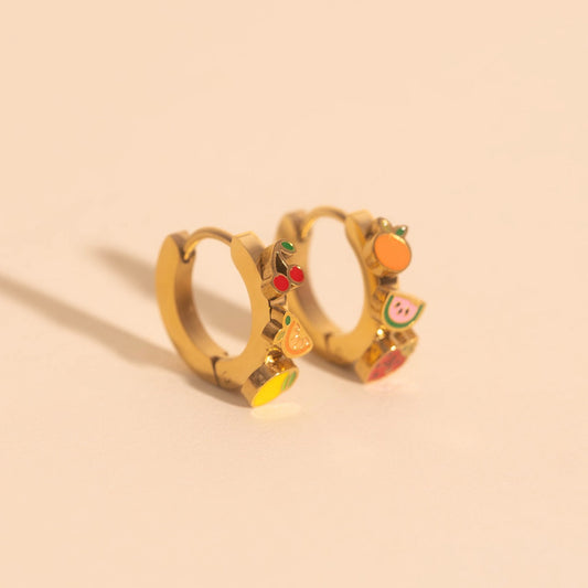 Fruit Loop 3D Huggie Hoop Earrings
