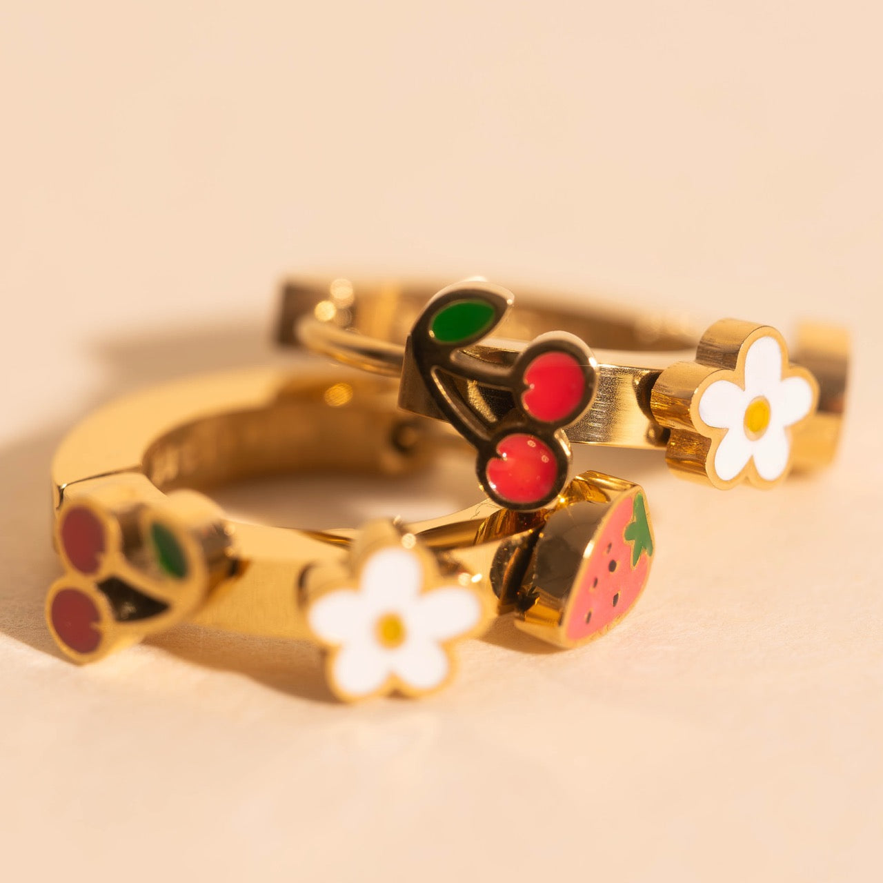 Berry Sweet 3D Huggie Hoop Earrings