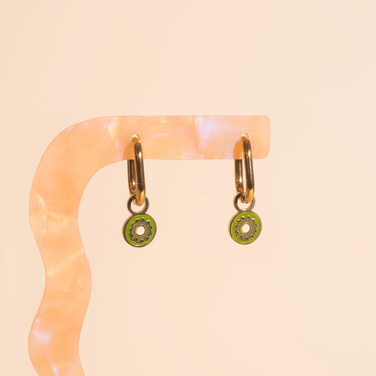 Mini Kiwi Huggie Hoop Charms