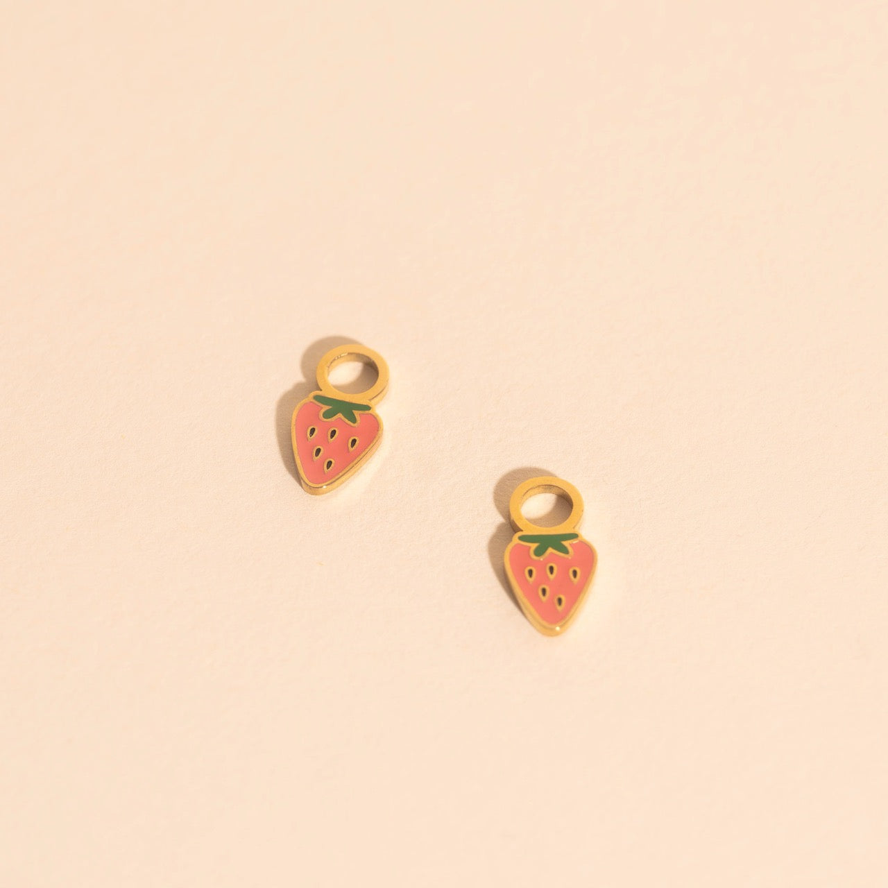 Mini Strawberry Huggie Hoop Charms