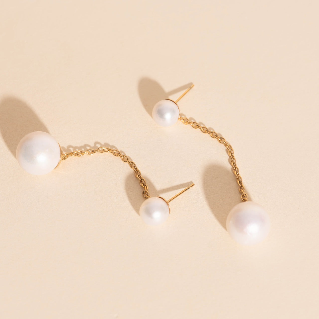 Pearl Line Stud Earrings