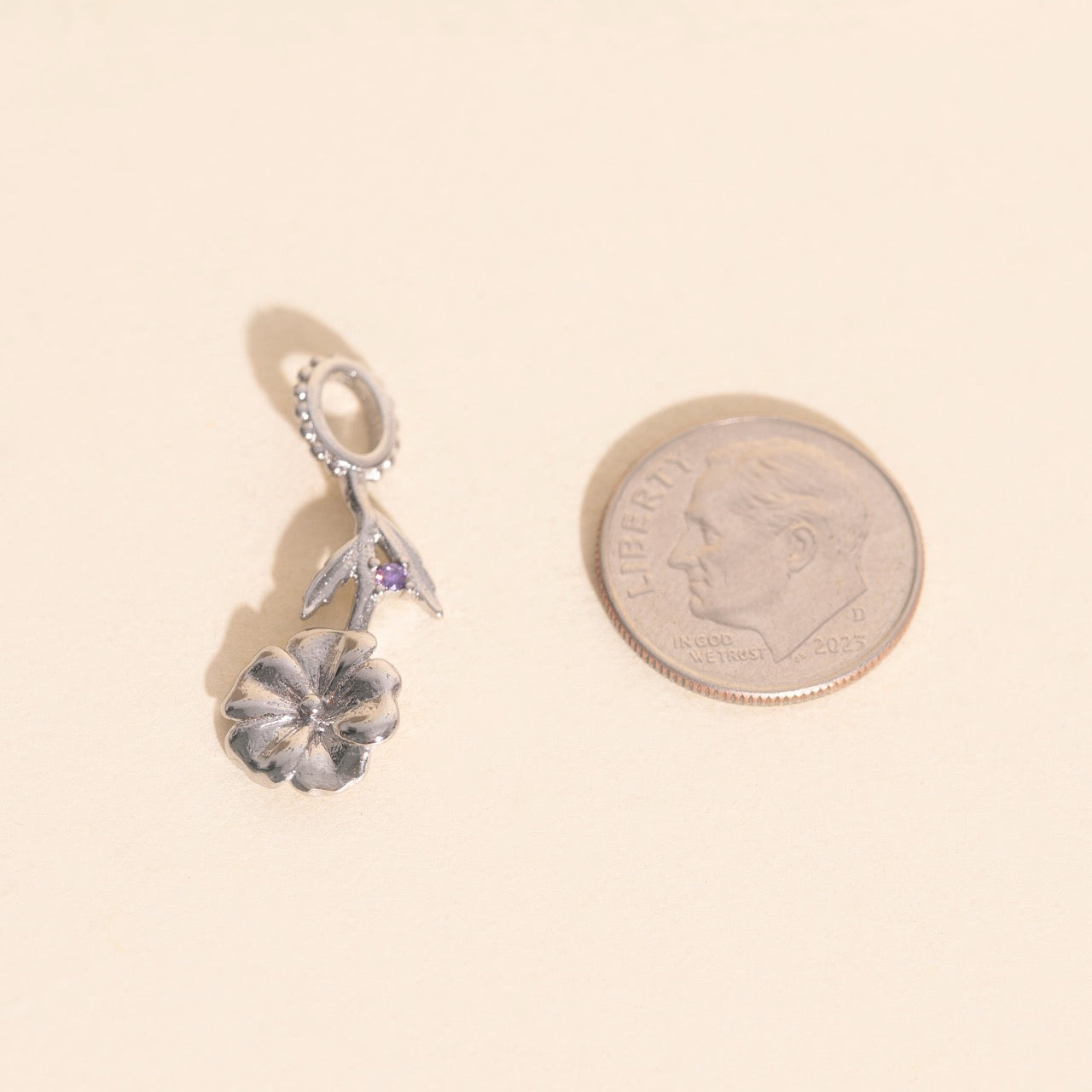 February Violet Birth Flower Necklace Charm