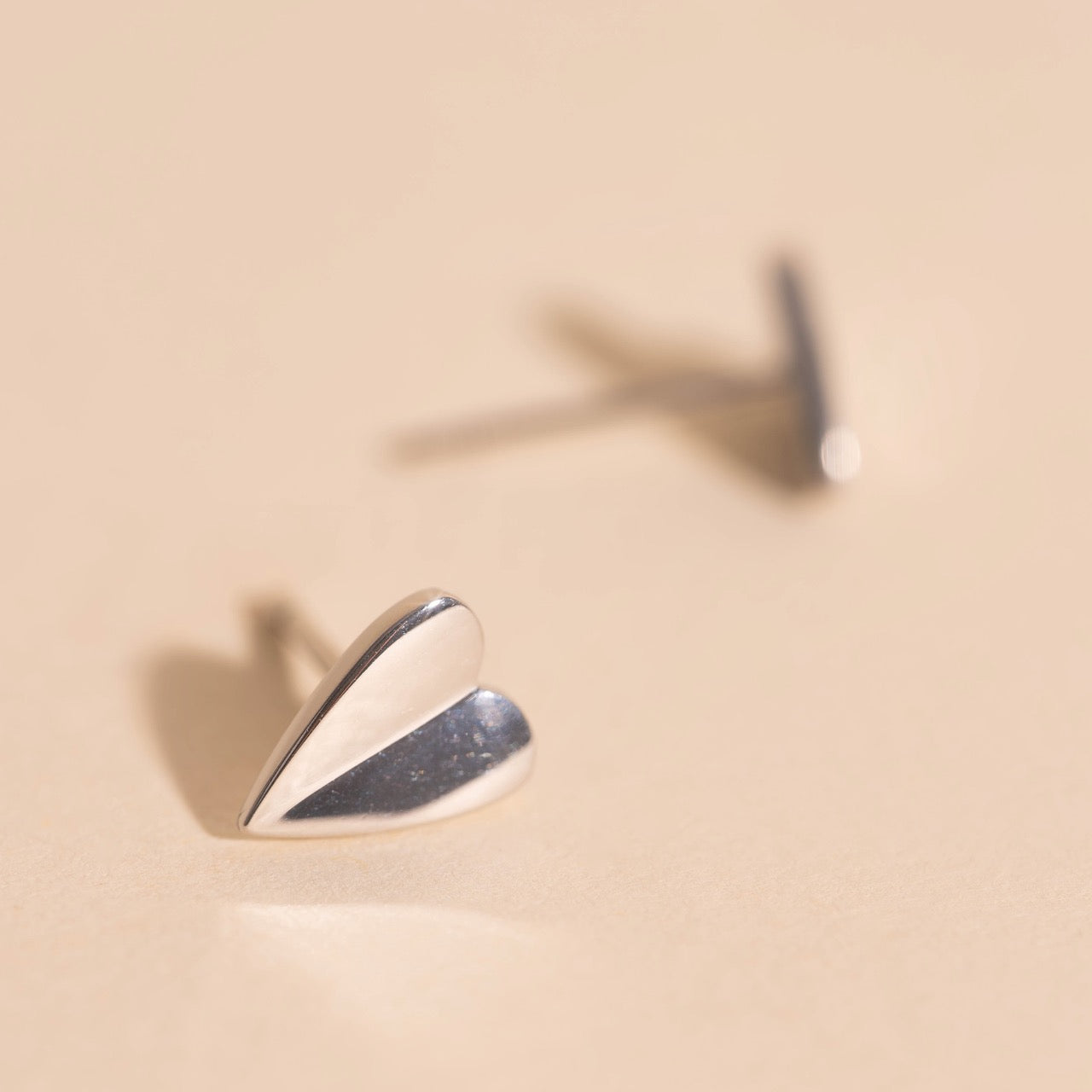 Folded Heart Stud Earrings