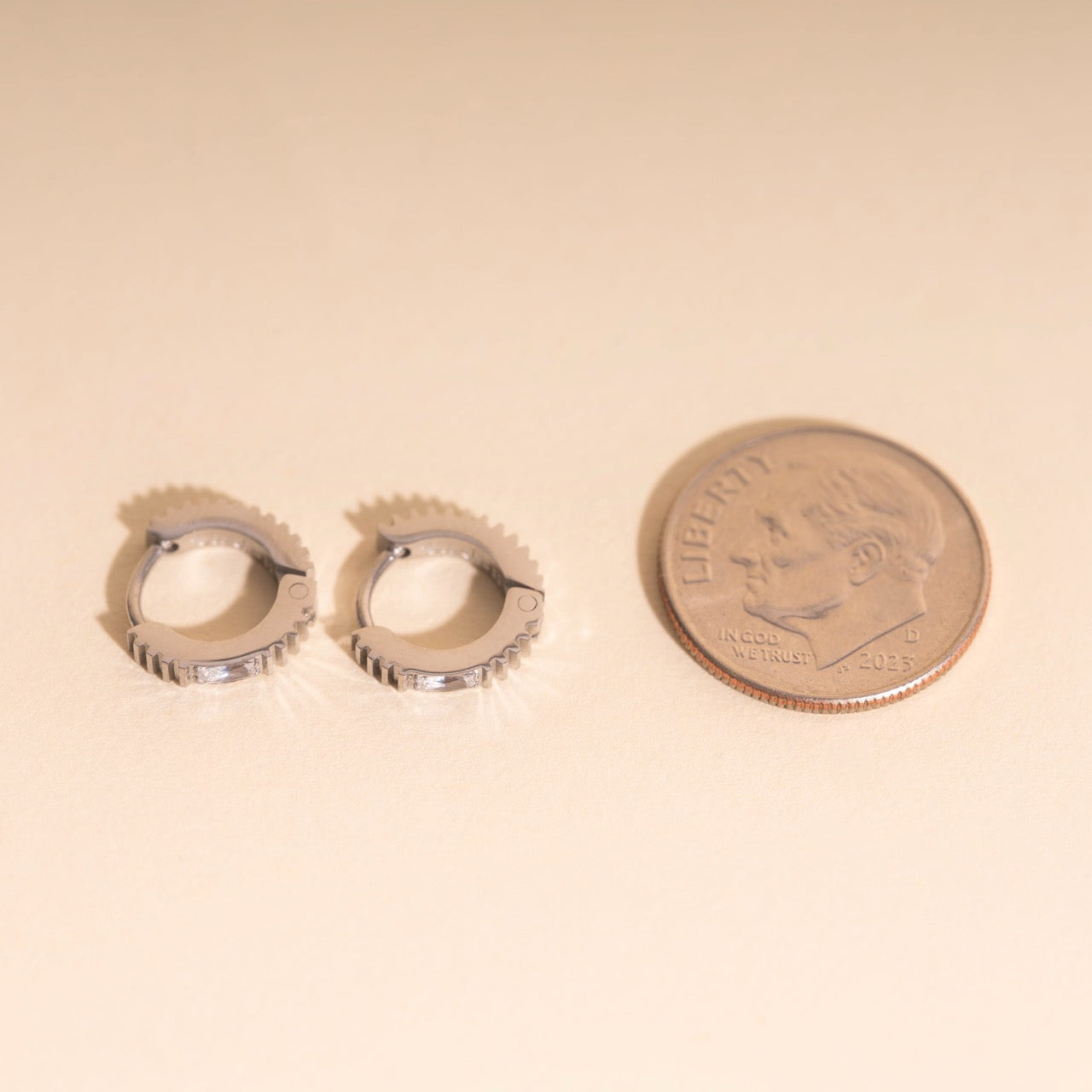 Crystal Textured Tiny Huggie Hoop Earrings