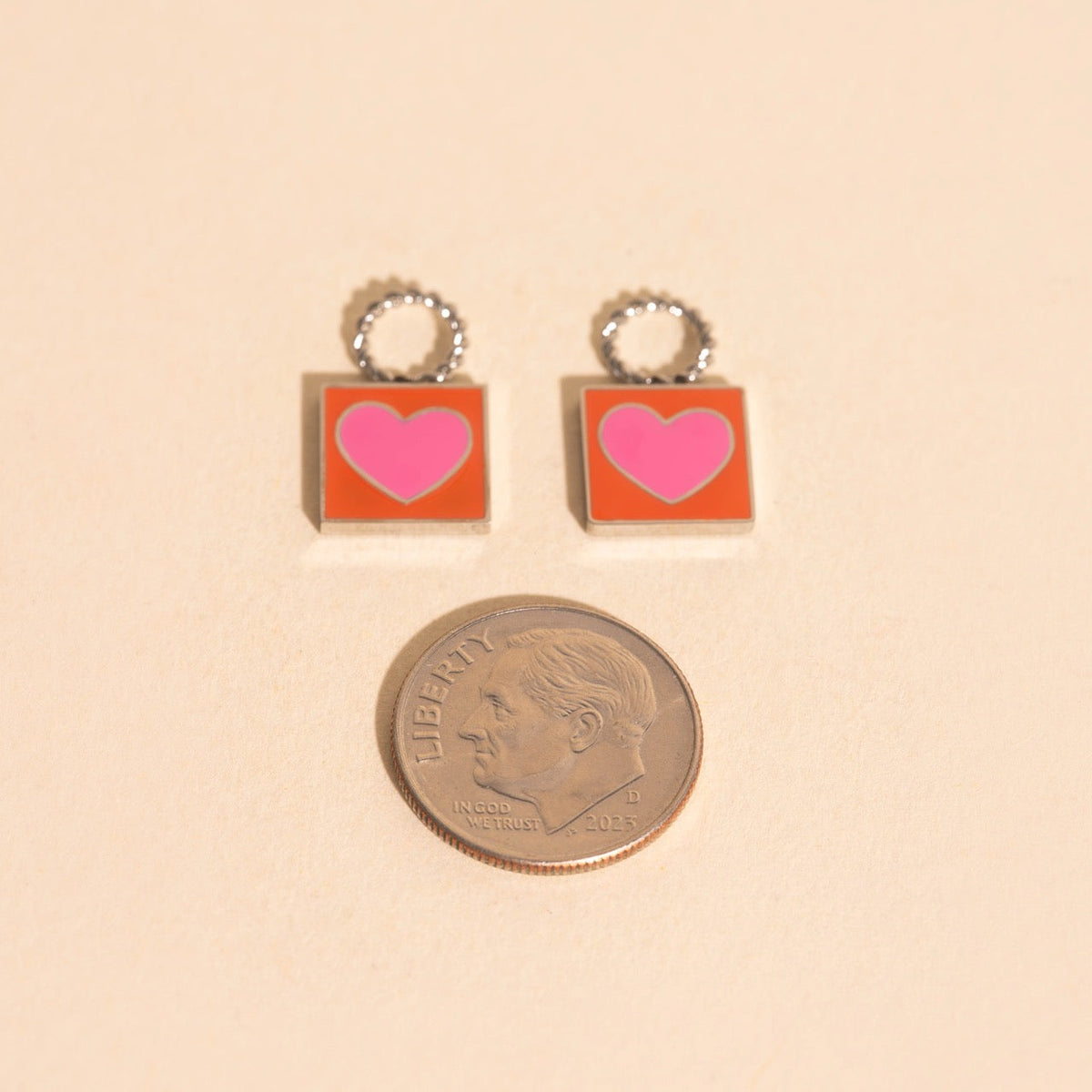 Heart Stamp Chunky Huggie Hoop Charms