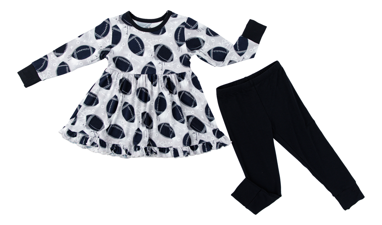 Graffiti Football Peplum Set : SILVER AND BLACK